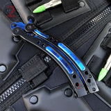 Blue Doppler Sapphire CSGO Butterfly Knife TRAINER Dull Spring Latch PRACTICE Balisong