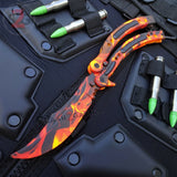 CSGO Blaze Flames Butterfly Knife TRAINER 440C Counter Strike PRACTICE Balisong CS:GO