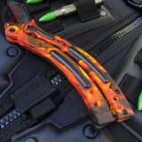 Flame CSGO Butterfly Knife TRAINER Dull Spring Latch Practice Balisong