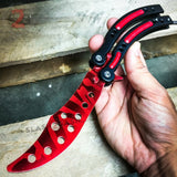 Red Slaughter CSGO Butterfly Knife TRAINER Dull Spring Latch PRACTICE Balisong