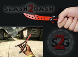 CSGO Red Slaughter Butterfly Knife SHARP 440C Counter Strike Tactical Balisong