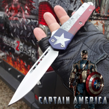 S2G Tactical Knives Captain America OTF Knife D/A Auto Bead Blasted Switchblade *Limited Edtition* Drop Point Plain