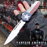 S2G Tactical Knives Captain America OTF Knife D/A Auto Bead Blasted Switchblade *Limited Edtition* Drop Point Serrated