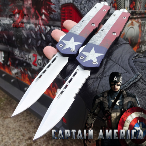 S2G Tactical Knives Captain America OTF Knife D/A Auto Bead Blasted Switchblade *Limited Edtition*