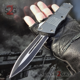 Carbon Fiber OTF Knife Delta Force Automatic Switchblade Knives Dark Knight - Dagger S2G slash2gash