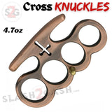 Cross Brass Knuckles Cardinals Revenge Belt Buckle Steel Paperweight - Copper Duster