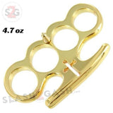 Cross Brass Knuckles Cardinals Revenge Belt Buckle - Gold