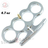 Cross Brass Knuckles Cardinals Revenge Belt Buckle - Silver