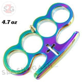 Cross Brass Knuckles Cardinals Revenge Belt Buckle Steel Paperweight - Rainbow Titanium Duster
