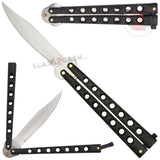 Classic Economy Butterfly Knife Stainless Steel Balisong 7 Hole w/ Rivets - Black