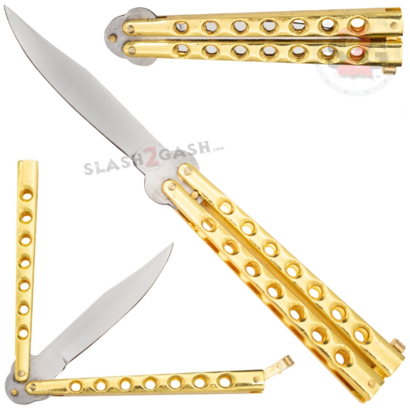 Classic Economy Butterfly Knife Stainless Steel Balisong - Gold