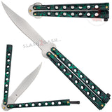 Classic Economy Butterfly Knife Stainless Steel Balisong 7 Hole w/ Rivets - Green Marbled