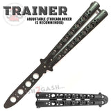 Classic Balisong Trainer 6 Hole Butterfly Knife Training Practice (Sandwich) dull - Black