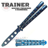 Classic Balisong Trainer 6 Hole Butterfly Knife Training Practice (Sandwich) dull - Blue