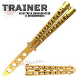 Classic Balisong Trainer 6 Hole Butterfly Knife Training Practice (Sandwich) dull - Gold
