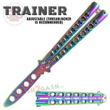 Classic Balisong Trainer 6 Hole Butterfly Knife Training Practice (Sandwich) dull - Rainbow