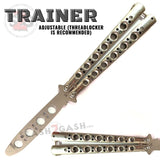 Classic Balisong Trainer 6 Hole Butterfly Knife Training Practice (Sandwich) dull - Chrome Shiny Silver Mirror Polished