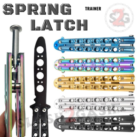 Classic 6 Hole Butterfly Knife Trainer w/ Spring Latch Practice Balisong Sandwich Dull Safe