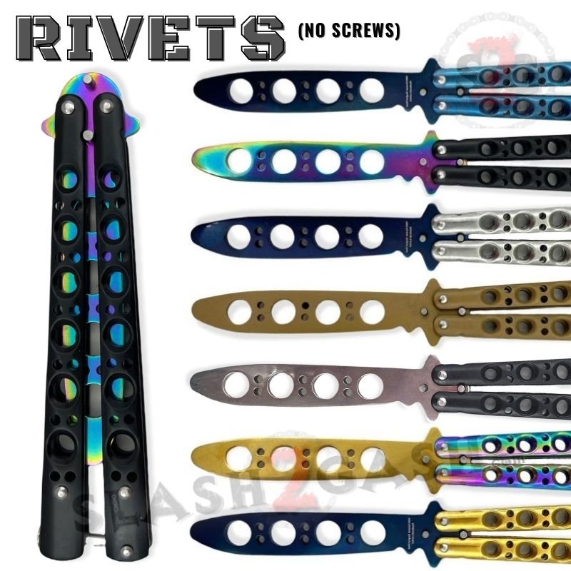 Classic 6 Hole Butterfly Knife Trainer Practice Balisong (Riveted