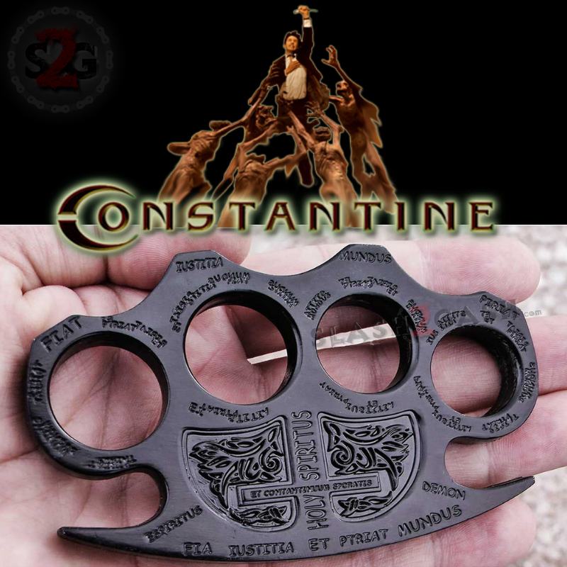 Cop Knuckle Duster Brass Knuckle Handcuff Paperweight - Black