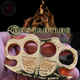 Constantine Brass Knuckles Holy Spiritus Paperweight Movie Replica Cross Buckle - Gold