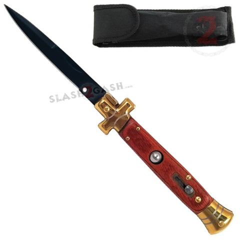 Golden Cross Stiletto Automatic Knife Classic Switchblade - Rosewood