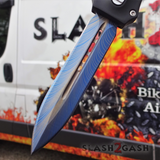 Blue Blade OTF Knife Crypt Keeper Dual Action Black Automatic Delta Force Switchblade Knives Dagger