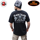 slash2gash S2G Hot Leathers 2nd Amendment Camo Skull T-Shirt Crossed Shotguns Custom Backprint