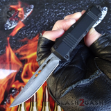 Damascus OTF Switchblade Knife D/A Small 7" Delta Force Bullet HK Automatic Knives - Single Edge slash 2 gash