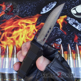 Damascus OTF Knife Small 7" Delta Force Bullet HK Automatic Knives Switchblade - Single Edge