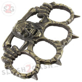 Avenging Cannibal Corpse Skull Brass Knuckles Paperweight w/ Spikes