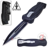 Delta Force OTF Beast D/A Black Automatic Knife Switchblade - Double Edge Dagger Plain