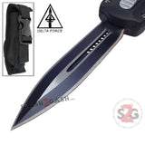 Delta Force OTF Beast D/A Black Automatic Knife Switchblade - Double Edge Dagger Plain
