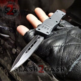 Grey Commando OTF Knife Small 7" Delta Force Switchblade - Black D2 Dagger - Gray Automatic Knives