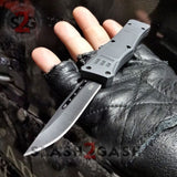 Delta Force OTF Knife Small 7" Grey Commando - Black D2 Single Edge Automatic Switchblade Gray