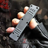 Delta Force OTF Knife Small 7" Grey Commando - Black D2 Tanto Serrated Automatic Switchblade Gray