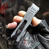 Delta Force OTF Knife Small 7" Grey Commando - Black D2 Tanto Plain Automatic Switchblade Gray