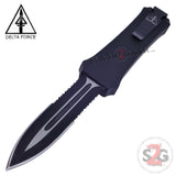 Delta Force OTF Crypt Keeper Dual Action Black Tactical Automatic Knife Dagger Serrated