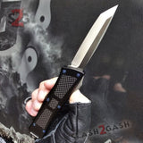 Delta Force VG-10 OTF Knife CNC T6061 w/ Carbon Fiber Blue Screws - Slash2Gash S2G Tanto Automatic Switchblade Knives