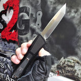 Delta Force VG-10 OTF Knife CNC T6061 w/ Carbon Fiber Blue Screws - Tanto Automatic Switchblade Knives