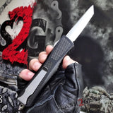 Delta Force VG-10 OTF Knife CNC T6061 w/ Carbon Fiber - Tanto Automatic Switchblade Knives