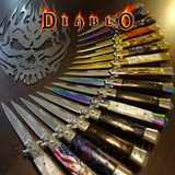 Diablo Stiletto Knife Italian Milano Automatic Switchblade Knives 9" - Marble Pearl Rosewood Stag Horn