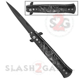 Diablo Stiletto Knife Milano Automatic Switchblade Knives 9" - Marble Black Pearl