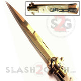 Diablo Stiletto Automatic Knife Milano Switchblade - Gold Marble White Pearl