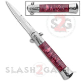Diablo Stiletto Knife Milano Automatic Switchblade Knives 9" - Marble Red Pearl