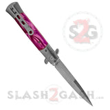 Pink Pearl Stiletto Knife Diablo Milano Automatic Switchblade Knives 9" - Purple Marble