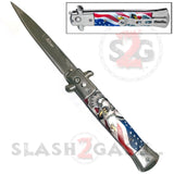 Diablo Stiletto Automatic Knife Milano Switchblade - American Flag USA Eagle