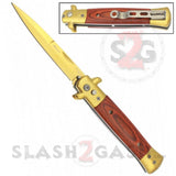 Diablo Stiletto Automatic Knife Milano Switchblade - Gold w/ Rosewood