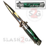 Diablo Stiletto Automatic Knife Milano Switchblade - Marble Green Pearl