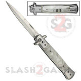 Diablo Stiletto Automatic Knife Milano Switchblade - Marble White Pearl